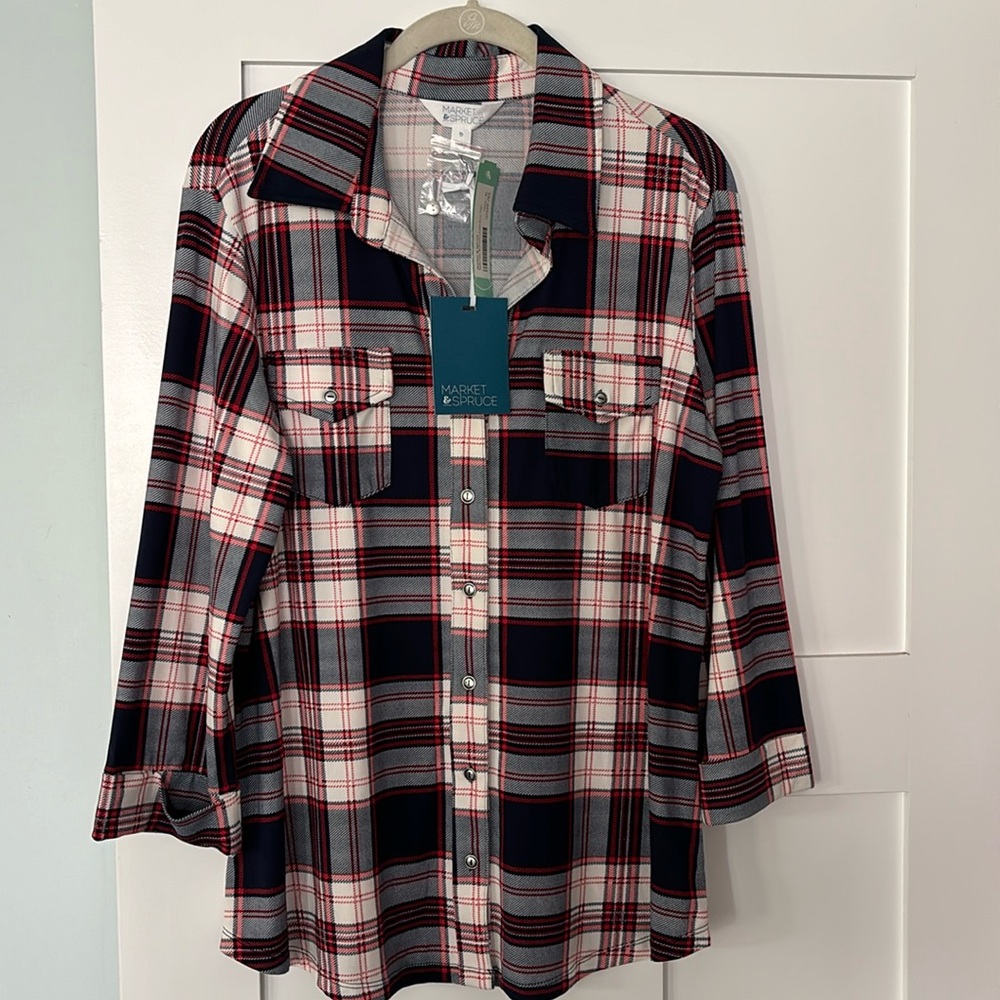 Market & Spruce Balsman Button Down Knit top